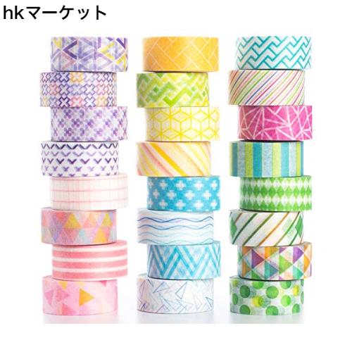 ◆商品名：Yubbaex ミニ マスキングテープ虹ライン 10mm幅 x 24巻 薄いです プレゼント包装、DIY工芸品、ノートの装飾に使える説明商品サイズ： マスキングテープの幅が10mm、全長3m