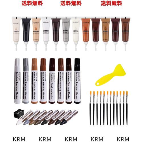 SEISSO 木製品補修セット 補修クリーム12色 補修ペン+補修棒8色入り 床/家具補修 傷 ネジ穴 塗装剥がれ補修 キズ隠し キズ消し 水性リペ