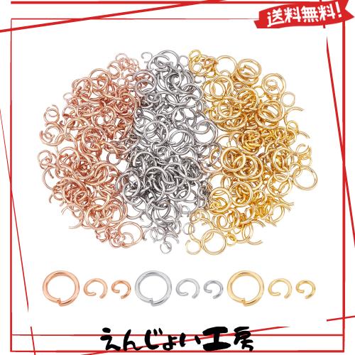 ◆商品名：UNICRAFTALE 約450個 3色 3種サイズ 4/5/8mm 丸カン ステンレス 丸環 ステンレス製金具キット 未溶接 ジャンプリング 留め金 金具セット