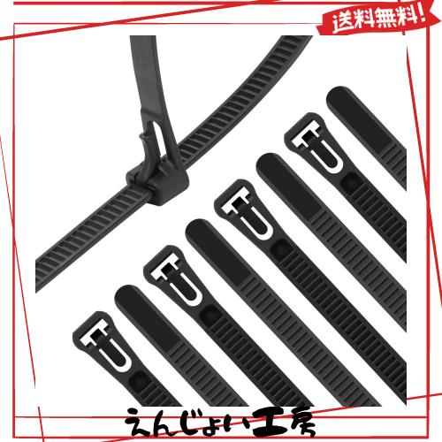 ◆商品名：XINGO 100個 幅7.6mm 長さ450mm 再利用可能 結束バンド リリース可能 調節可能なナイロンケーブル結束バンド 屋外 耐久 引張強度22kgド
