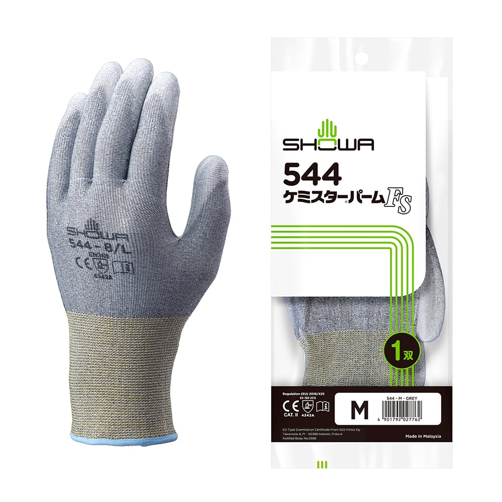 ◆商品名：ショーワグローブ 【カッター用手袋】No.544 ケミスターパームFS Mサイズ 1双 グレー 防刃 耐切創 手袋
