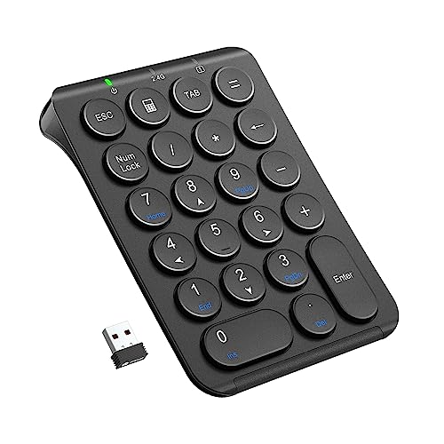 ◆商品名：i Clever テンキー ワイヤレス 2.4G 数字 キーボード パンタグラフ式 Type-C充電 超薄型 Tabキー付き 持ち運び便利 無線 ナンバーパッド
