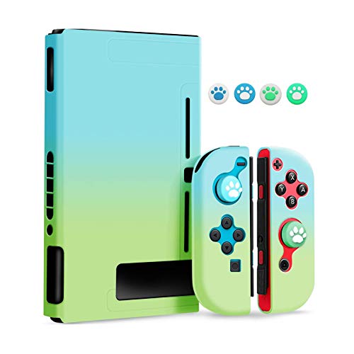 保護ケース (グリーン-ブルー) Nintendo switch カバー Joy-Conカバー かわいい スイッチケース 取り付け簡単 触り心地よい おしゃれ ジ