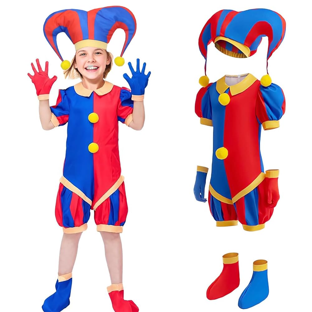 [XIUXIUAI] デジタルサーカス コスプレ 服 ポムニ ピエロ コスプレ 服 ハロウィン 子供用 仮装 アニメ デジタルサーカス 可愛い ポムニ