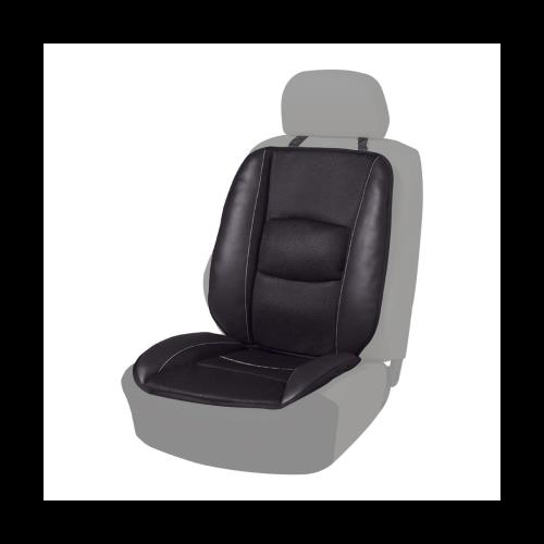 ◆商品名：ボンフォーム(BONFORM) シートクッション スポーツレザー 軽/普通車 ダブル スカート型ストッパー付き ダブル50x104x2-6cm ブラック 5346