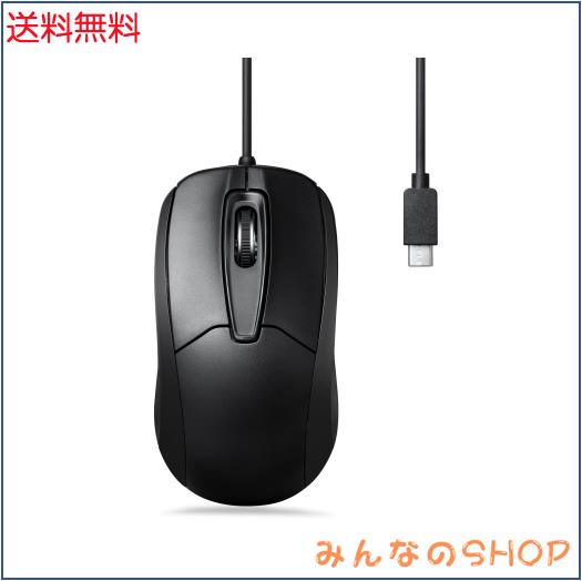 ◆商品名：Perixx ペリックス PERIMICE-209C マウス Type-C 有線 光学式 ３ボタン ケーブル1.5m1000DPI ブラック Windows 7/8/10, Linux, M