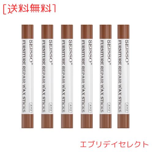 SEISSO フローリング 補修 クレヨン ネジ穴 補修 床 補修 かくれん棒 ひび割れ 補修 剥がれ 補修 傷隠し 木製家具補修 簡単補修 (6本レッ