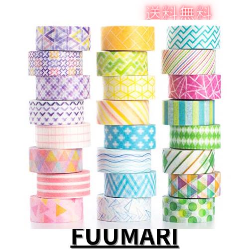◆商品名：Yubbaex ミニ マスキングテープ虹ライン 10mm幅 x 24巻 薄いです プレゼント包装、DIY工芸品、ノートの装飾に使える