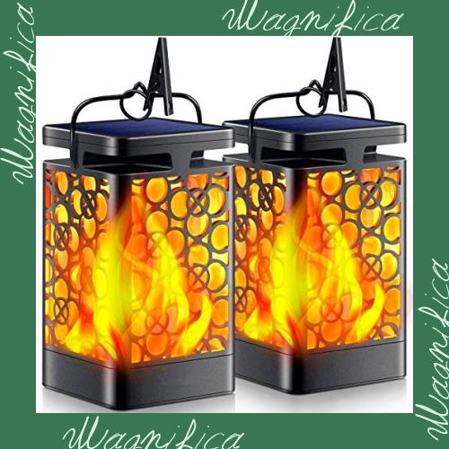 ソーラーランタン メタル ゆられる 火炎 ソーラーライト 防水 屋外 吊りLEDソーラーランタン 景観照明 パティオ 庭用 夜明け 自動オン/オ