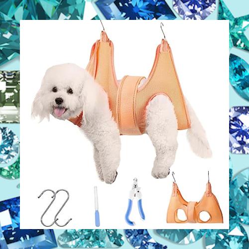 ◆商品名：[Senteria] 犬 猫グルーミングハンモック ヘルパー マジックシール付き 子 犬 猫 ハンモック 爪切り補助具 ペット用 爪やすり付き ネイル説明【使用簡単】犬や猫の足を穴に入れて、