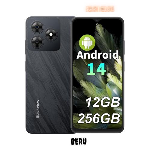 ◆商品名：Blackview WAVE8 SIMフリー スマホ 本体 4G 6.56インチ HD+ 大画面 12GB+256GB 2TB拡張可能 13MP+8MPデュアルカメラ Android 14 