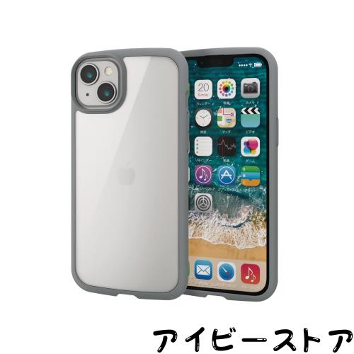 ◆商品名：エレコム i Phone 14 Plus ケース カバー 耐衝撃 衝撃吸収 [高硬度+衝撃に強い] TOUGH SLIM LITE 背面クリア ストラップホール付き グレー