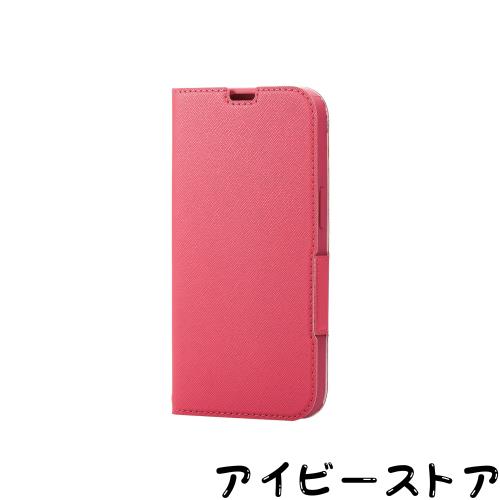 ◆商品名：エレコム i Phone 14 / 13 ケース カバー 手帳型 フラワープリント 内側(花柄) スリム 薄型 超軽量 カードポケット付き マグネット開閉 ス