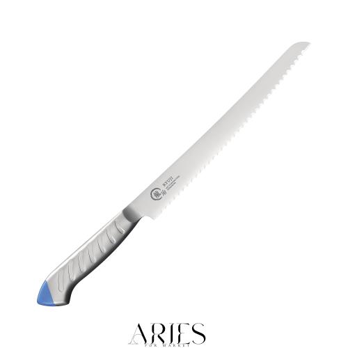 ◆商品名：下村工業 日本製 [ 龍治 ステンカラー ] パンスライサー 230mm ブルー モリブデン・バナジウム鋼 食洗器対応 HACCP対応 RYS-24BL 新潟 燕