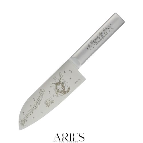 ◆商品名：東亜金属 猫の ダヤン オール ステンレス 小三徳 包丁 【 フェアリー 】 480-103 刃渡り 約14cm