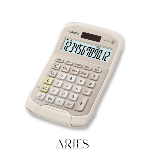 ◆商品名：カシオ 防水・防塵電卓 ベージュ ミニジャストタイプ 12桁 WM-320MT-BE-N