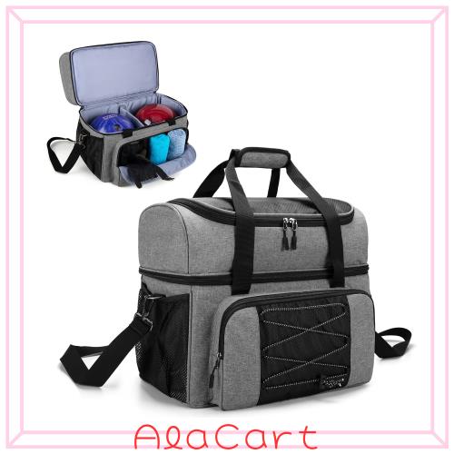 ◆商品名：DSLEAF ボウリング バッグ 2個用 ボーリングバック シューズ収納付き (グレー)
