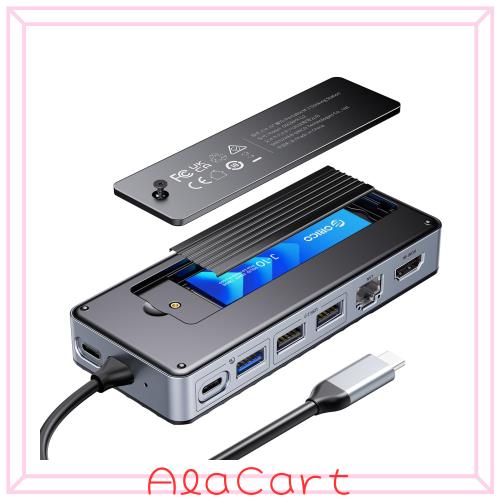 ◆商品名：M.2 SSD 外付けケースー付きUSB Cハブ、ORICO 8-in-1 USB-C ドッキングステーション、10Gbps USB 3.2 Gen2 M.2 NVMe/SATA 両対応ケー