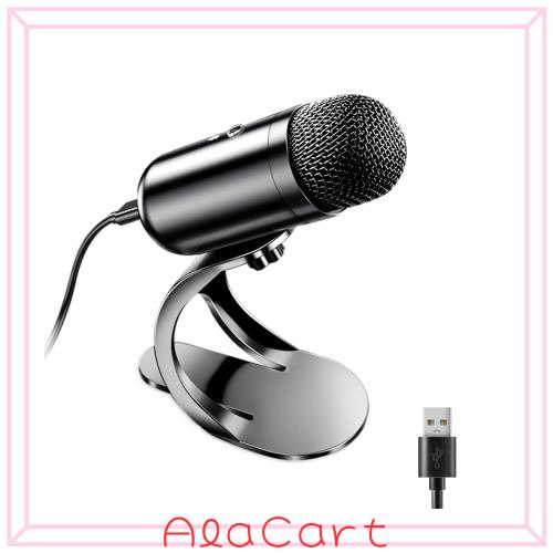 LIANGSTAR USB コンピューター マイク、ポッドキャスト マイク デスクトップ、ミュート ボタン付き、ストリーミング録音用、全方向性コン