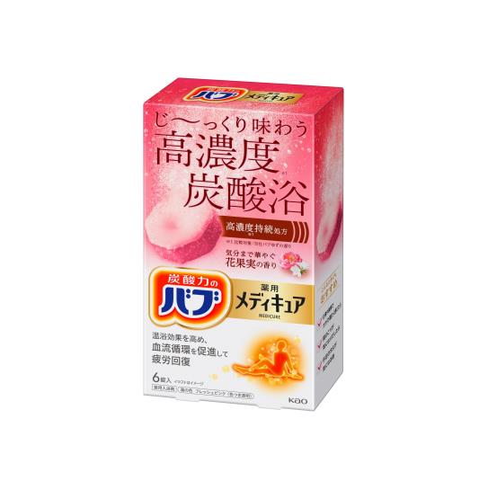 ◆商品名：バブ メディキュア 花果実の香り 6錠入 高濃度 炭酸 温泉成分 (泡の数バブの10倍)