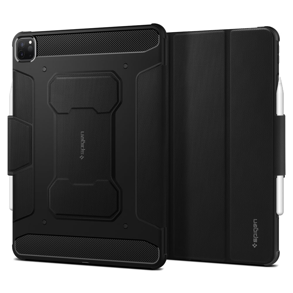 ◆商品名：Spigen i Pad Pro 12.9 ケース 第6世代 / 第5世代 (2022/2021) 対応 耐衝撃カバー Apple Pencil 収納 スタンド 落下 衝撃 吸収 ラギッド・