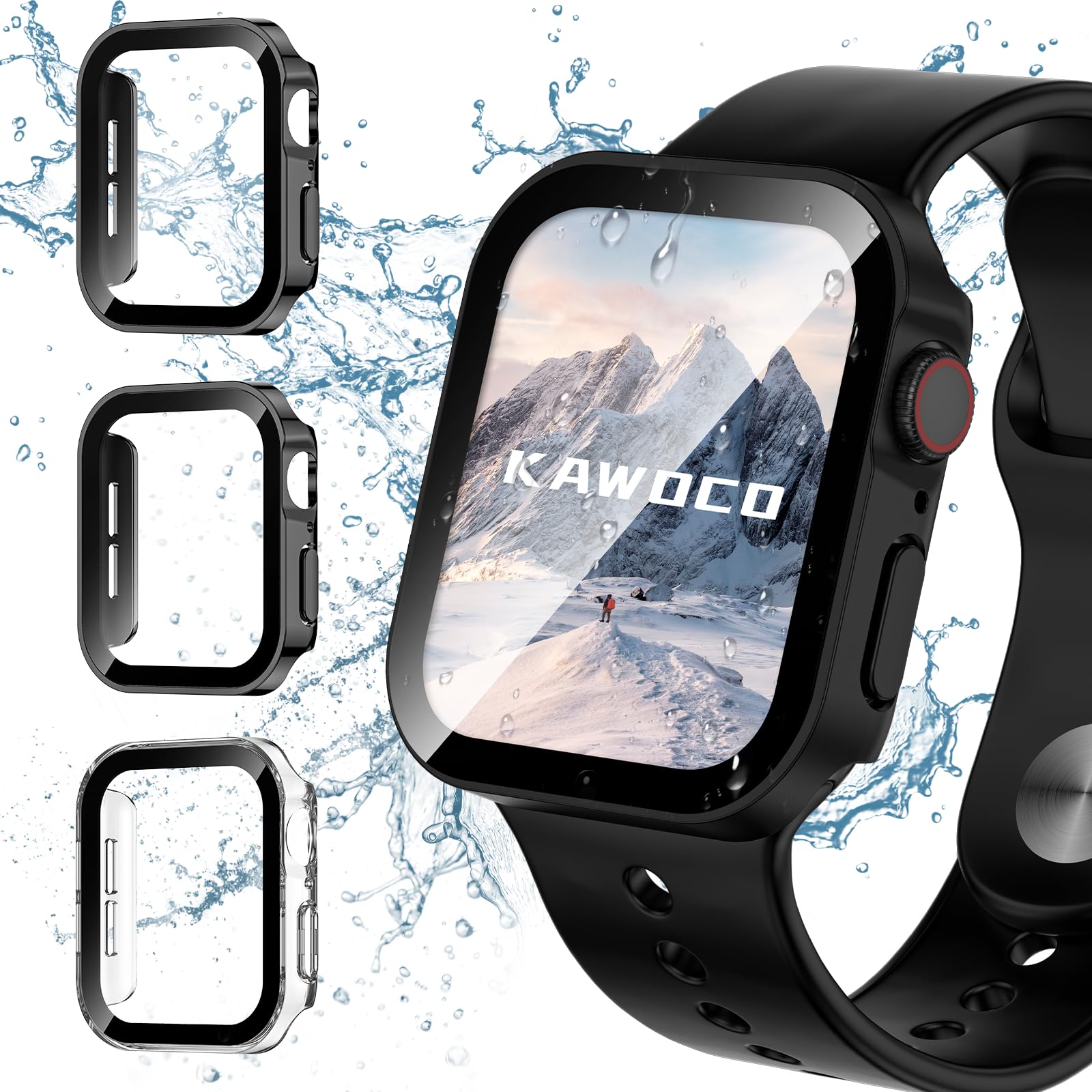 ◆商品名：【3枚セット】Kawoco アップルウォッチ 防水 カバー 保護 i Watch 44mm Series SE Series SE2 Series6 Series5 Series4 直角エッ