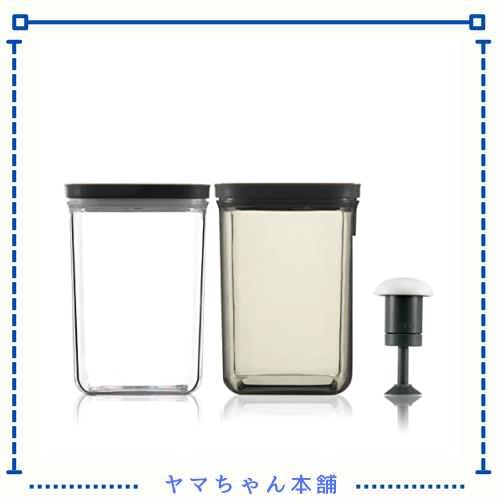 Kalar 真空ポンプ付き 食品保存容器 保存 容器 密閉 プラスチックコンテナ 積み重ね収納 真空キャニスター 密閉容器 透明 漏れない 積み