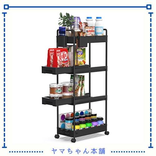 SPACEKEEPER？ キッチンワゴン 隙間収納 スリム 22cm 収納カップ 仕切板付き 多機能 小物 食品 調味料 キャスター付き 組立簡単 浴室 台